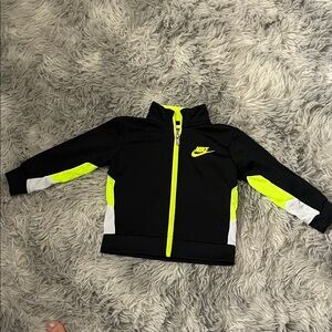 Nike Kids zip up jacket- Black and Neon Yellow size 18mo